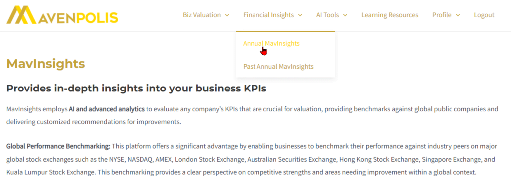 Select "Annual MavInsights" Menu